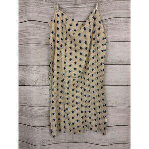 Torrente Cream & Blue Star Pattern Scarf With Fringe Edges